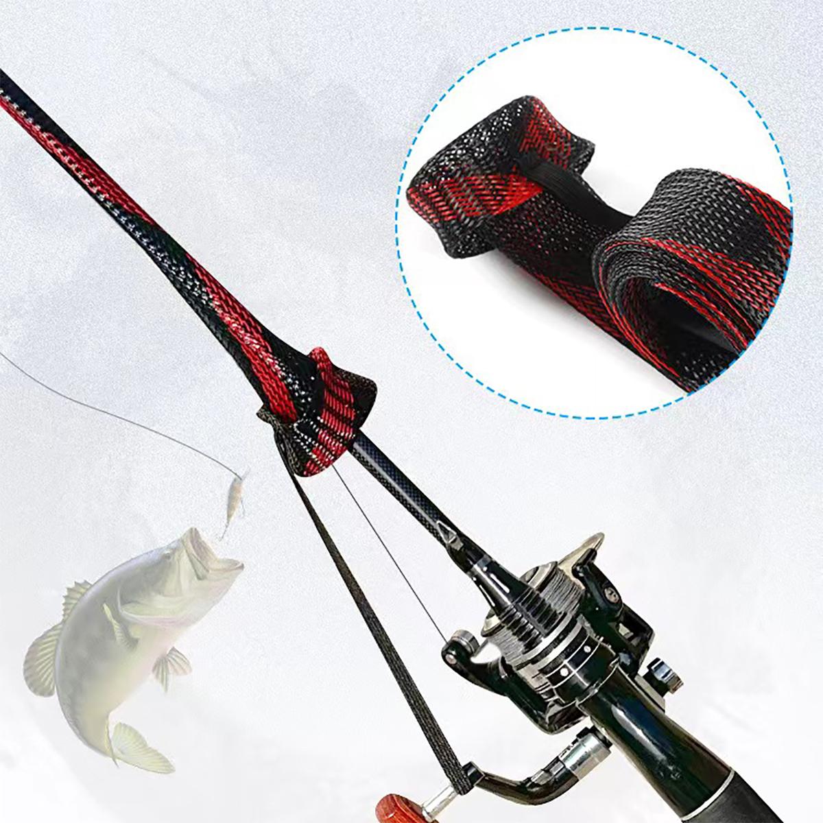 Fishing Rod Spinning - ปลอกหุ้มคันเบ็ดตกปลา ปลอกถักตาข่ายป้องกัน อุปกรณ์ตกปลา เหมาะสำหรับคันเบ็ดแบบสปินนิ่ง แคสติ้ง และตกปลาน้ำแข็ง