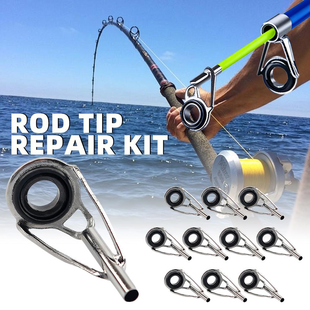 Fishing Rod Repair Kit - ชุดซ่อมปลายคันเบ็ด 10 ชิ้น ชุดเปลี่ยนปลายคันเบ็ด 5 ขนาด