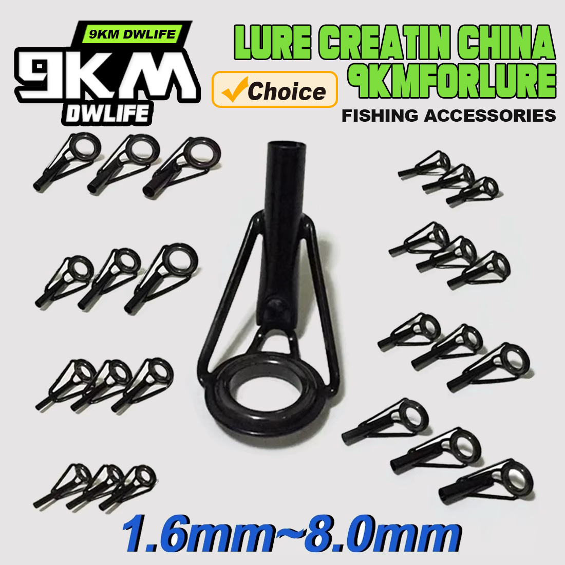 Fishing Rod Guide Replacement - 5 ชิ้นตกปลา Rod Tip Guides ชุดซ่อมกรอบสแตนเลสเซรามิคแหวนสีดํา