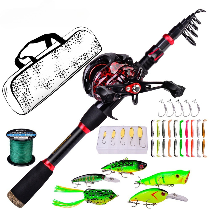 Fishing Rod Carbon Fiber - ชุดคันเบ็ดคาร์บอนไฟเบอร์แบบยาว พร้อมรอกเบทคาสติ้ง สำหรับตกปลาทะเลและน้ำจืด น้ำหนักเบา แข็งแรงพิเศษ ครบชุด