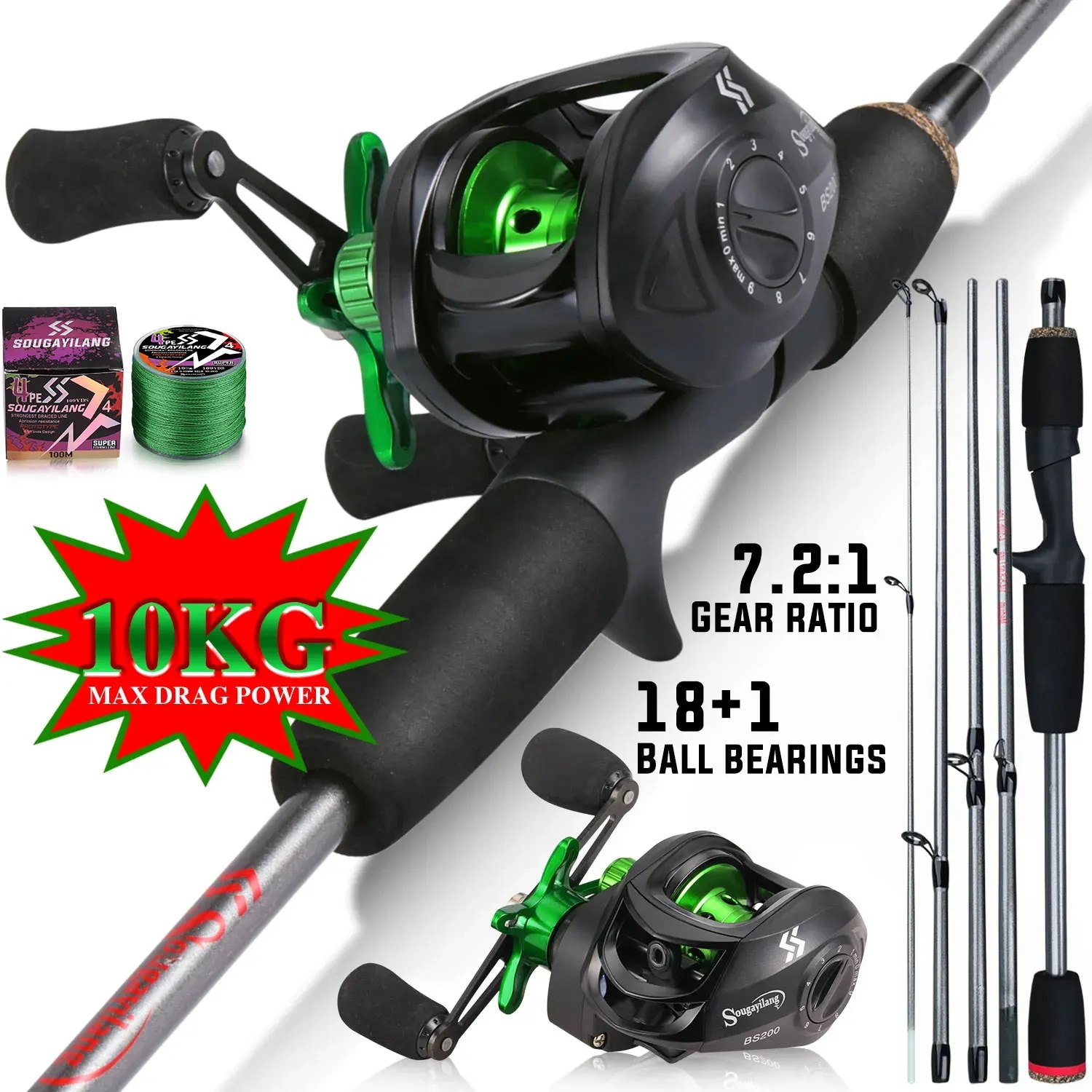 Fishing Rod Carbon Fiber - Sougayilang ตกปลา Rod Combo 1.7m คาร์บอนไฟเบอร์