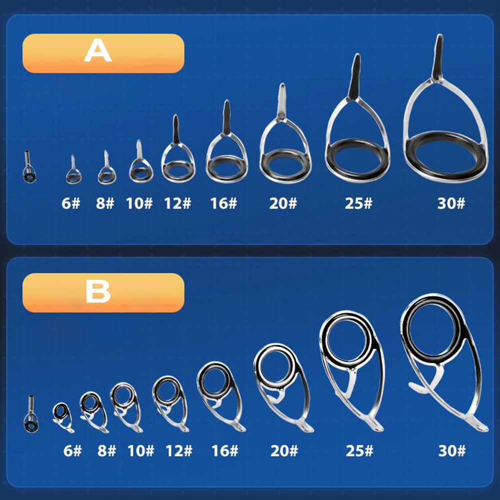 Fishing Rod Tip Replacement - 9ชิ้นชิ้นชิ้นชิ้นเบ็ดตกปลาไกด์เบ็ดตกปลาแหวนด้านบนปลายตาชุดคิทสแตนเลสสำหรับซ่อมแซมอาคาร