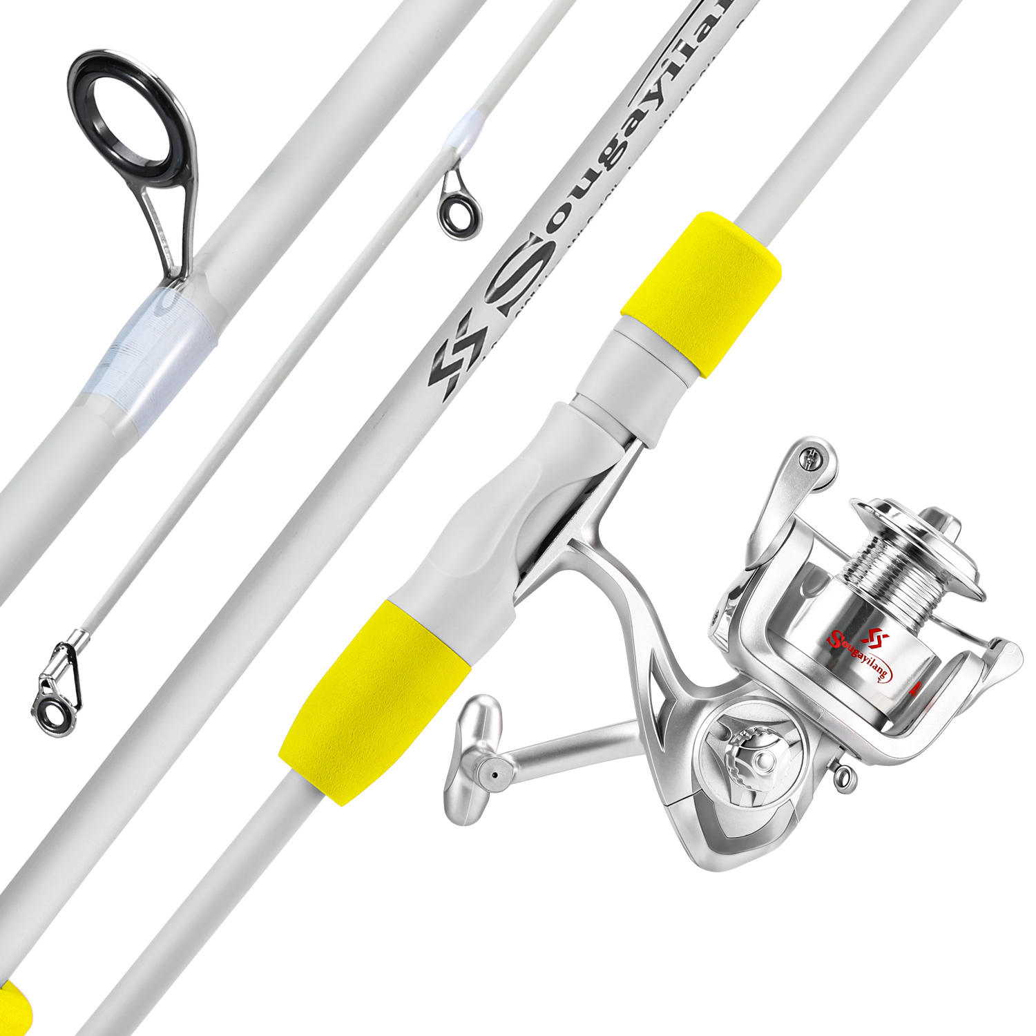 Fishing Rod Carbon Fiber - ชุดคันเบ็ดตกปลาแบบสปินนิ่ง 2 ท่อน Sougayilang พร้อมรอกตกปลา 1.8/2.1