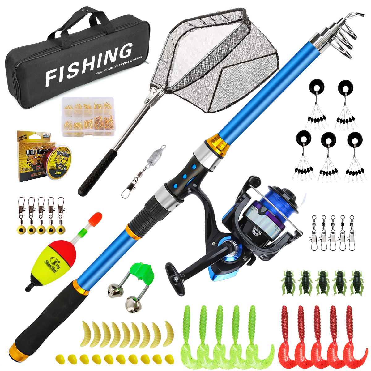 2.1-3.6M Telescopic Glass Fibe - Fishing Rod Spinning บทวิจารณ์และราคา
